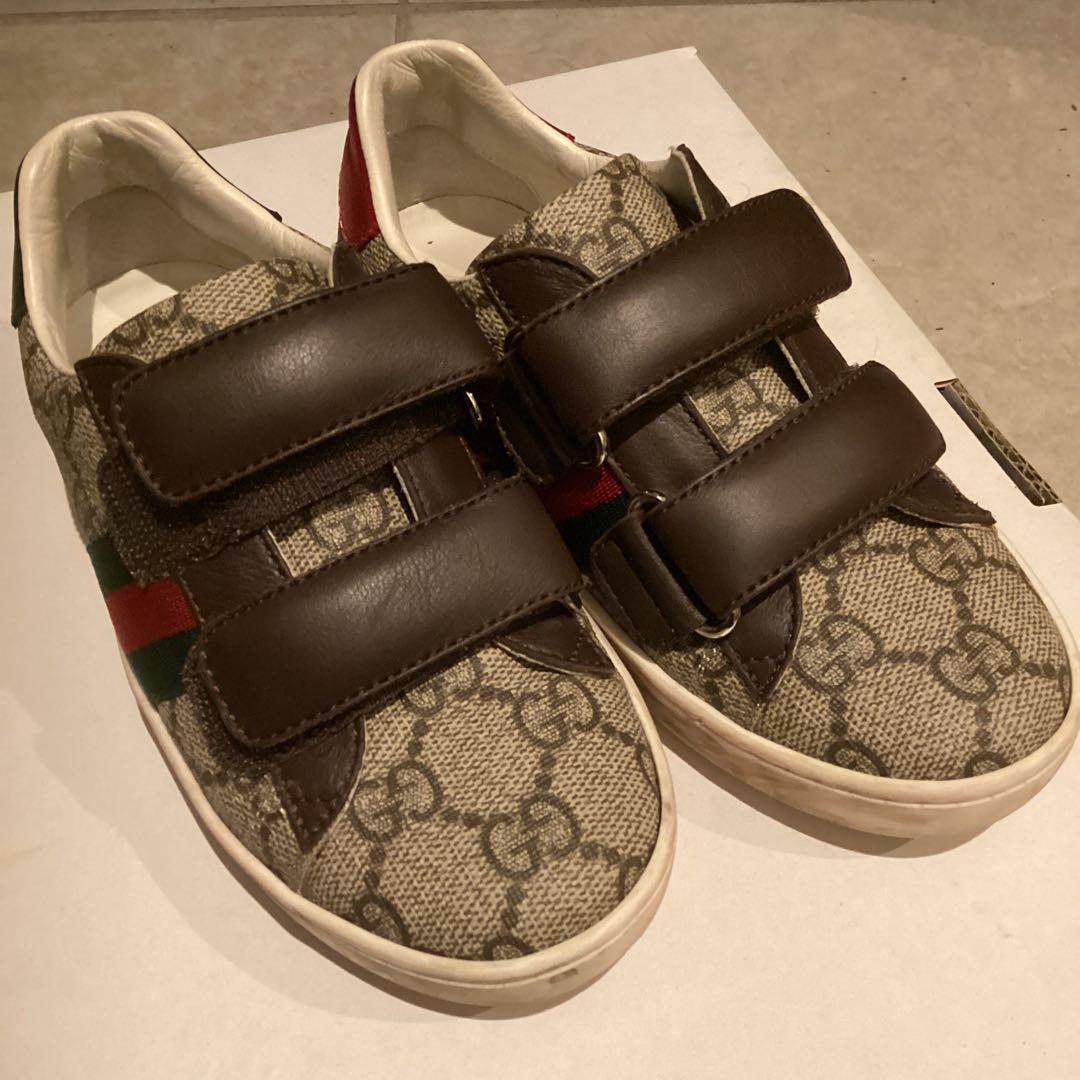 Gucci ベルクロスニーカー ベージュ/ブラウン 28