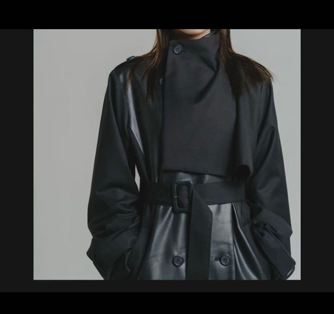 LEANN MOMENT レザーコンビネーション　トレンチコート　ロングコート