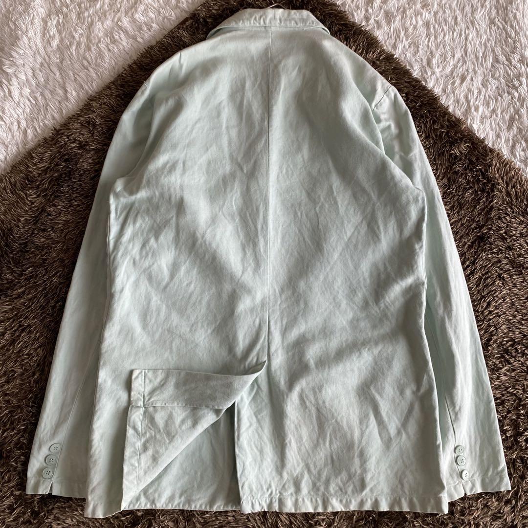 90s/XL アニエスベーオム リネンジャケット フランス製 白タグ グリーン 90s/XL アニエスベーオム リネンジャケット フランス製 白タグ