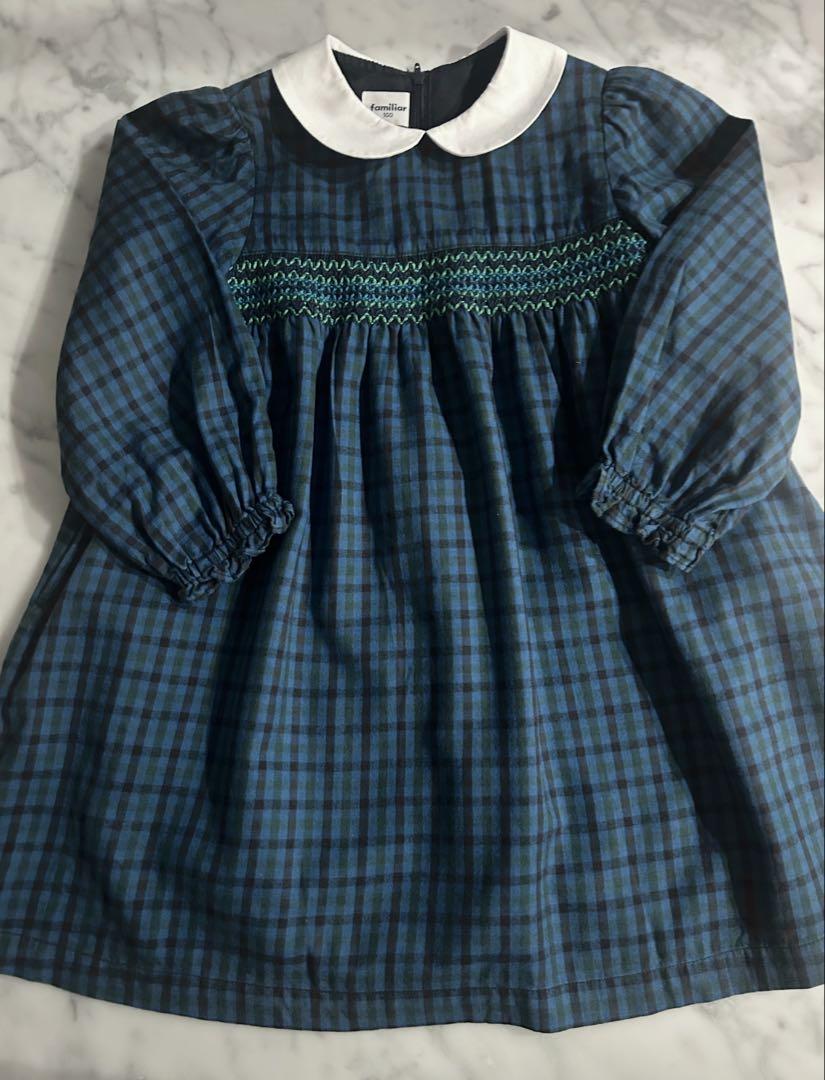 【現行/定価24,200円】　青チェック　ワンピース　ファミリア