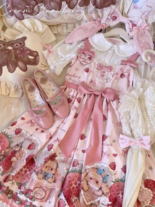 いちご うさぎ ロリータ甘ロリ ワンピース ブラウス ピンク スイーツ