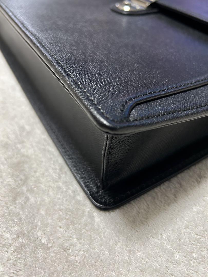 【美品】BURBERRY ビジネスバッグ レザー ロゴ チェック ブラック