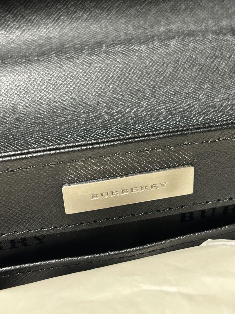 【美品】BURBERRY ビジネスバッグ レザー ロゴ チェック ブラック