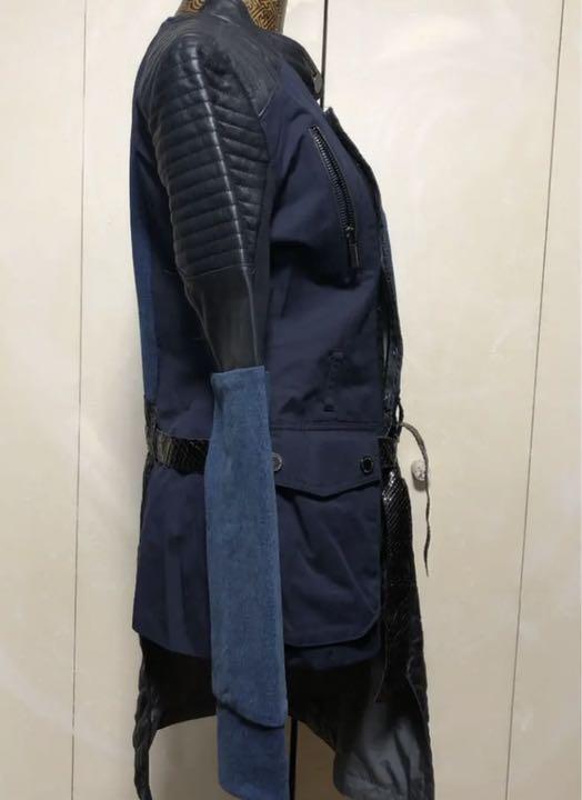 リメイク 再構築 ライダース ジャケット 変形 本革 スウェット 異素材MIX
