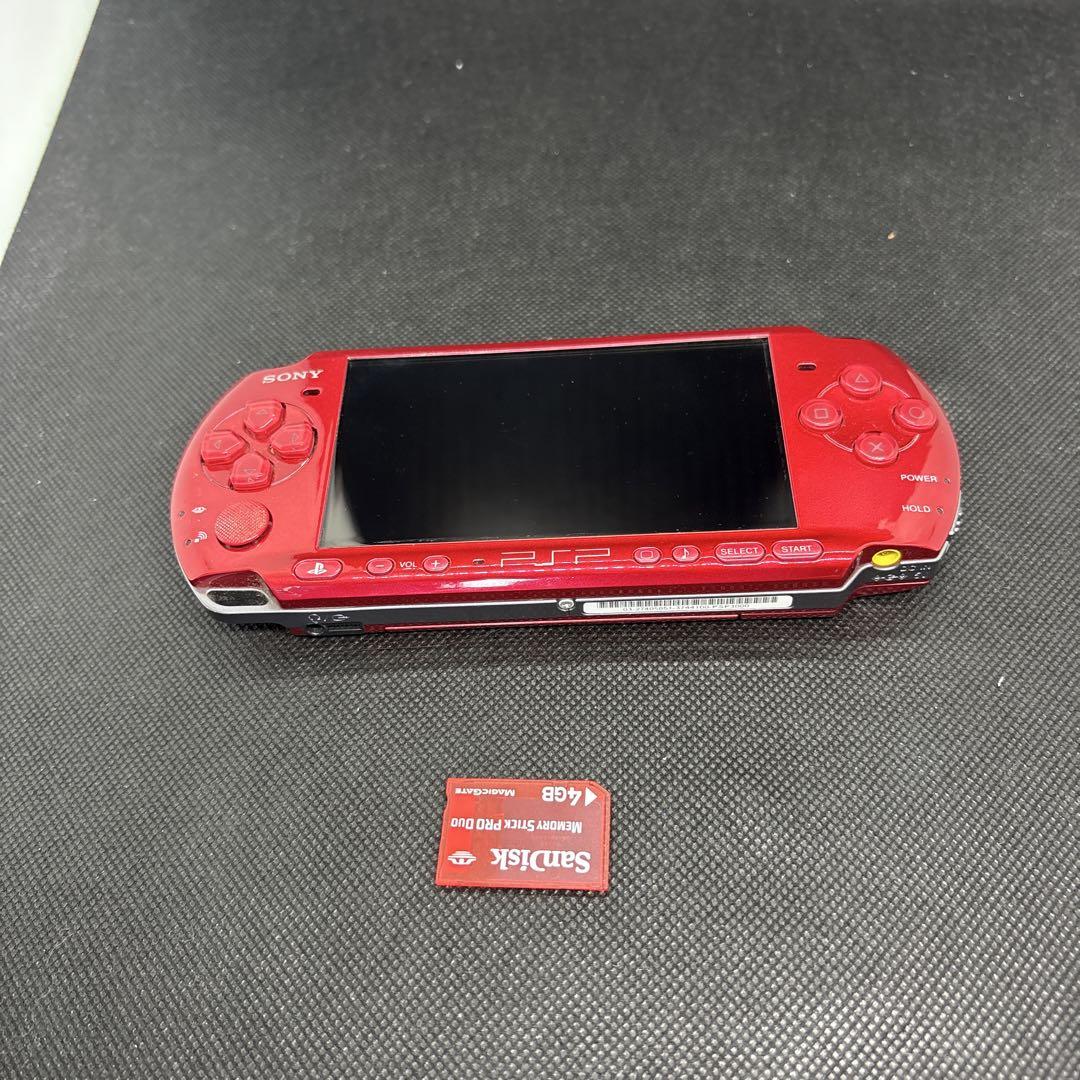 PSP 3000 赤×黒 (ケース、メモリースティック付き) Sony PSP−3000 本体 赤 4GBメモリースティック付き - メルカリ