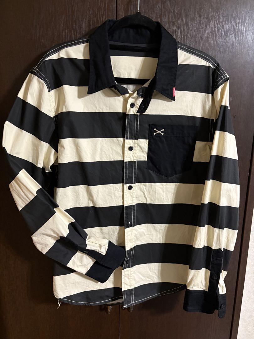 VANSON黒と白のストライプ長袖シャツ ハーレーアメリカン