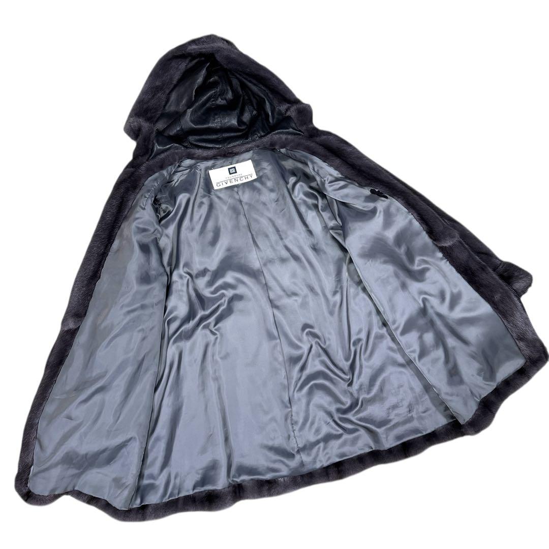 GIVENCHY メンズ 染めクロスミンク ロングコート パーカー グレー系 GIVENCHY メンズ 染めクロスミンク ロングコート パーカー グレー系