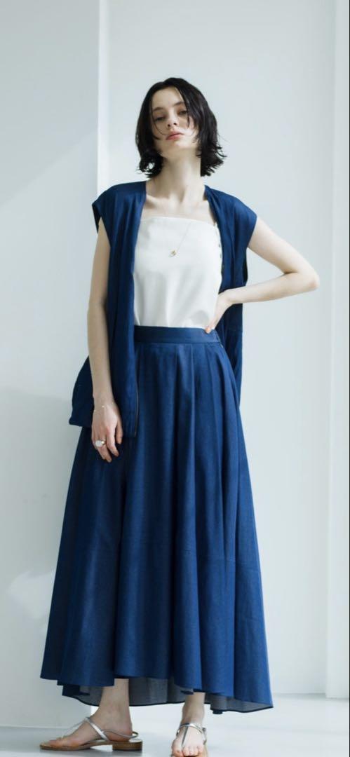 ebure ダンガリーライトコットン デニムスカート ブルゾンライクジレ