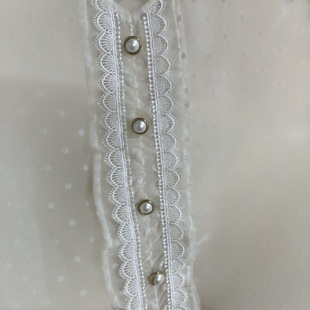 Riu Dot frill sheer blouse Rちゃん シアーブラウス - メルカリ