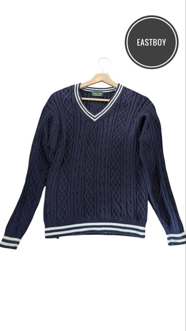 イーストボーイ Vネック ニット セーター Mサイズ 学生服 綿100%