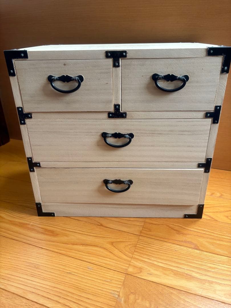 高級！ 秋田桐 手作り工芸品 昭和レトロ 木製4段 引き出し