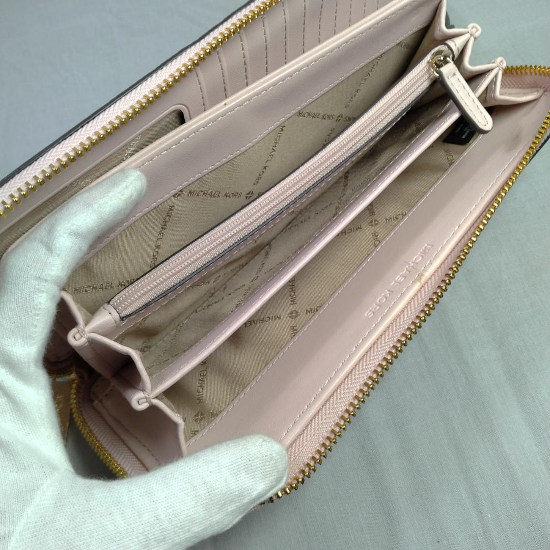 未使用マイケルコース★レディース ジップアラウンド長財布 シグネチャーPVC 茶