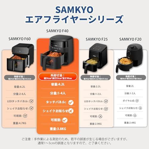 ノンフライヤー 4.2L 可視窓 大容量 1-4人用 エアフライヤー ブラック