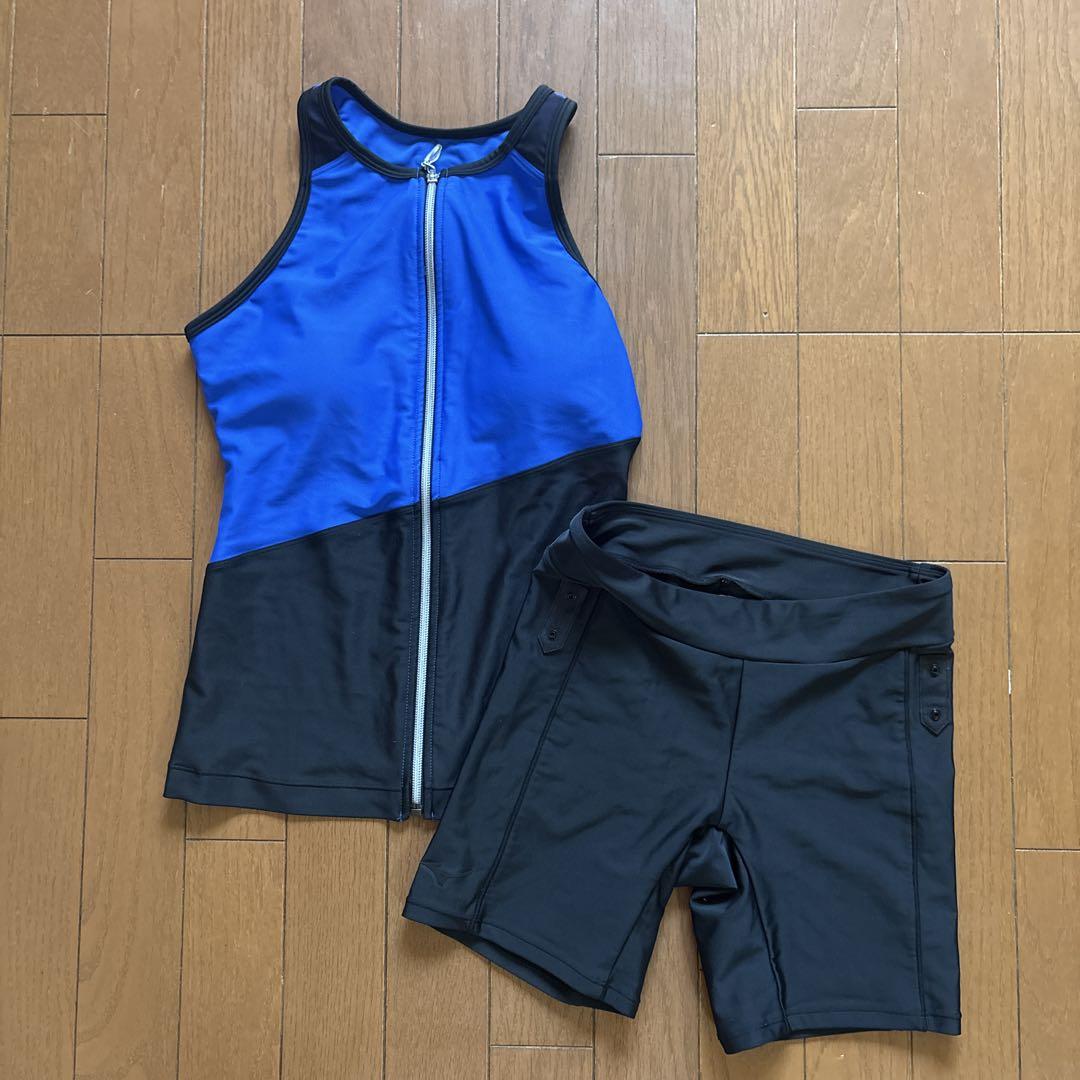 ミズノMizuno 青×黒 セパレート水着 サイズL