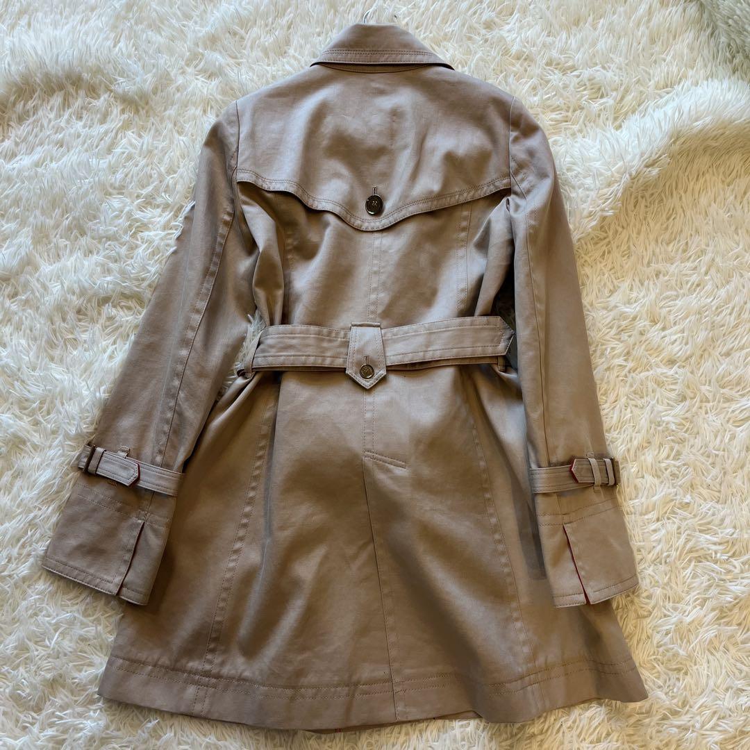 バーバリーブルーレーベル ロング トレンチコート ノバチェック レッド ベルト