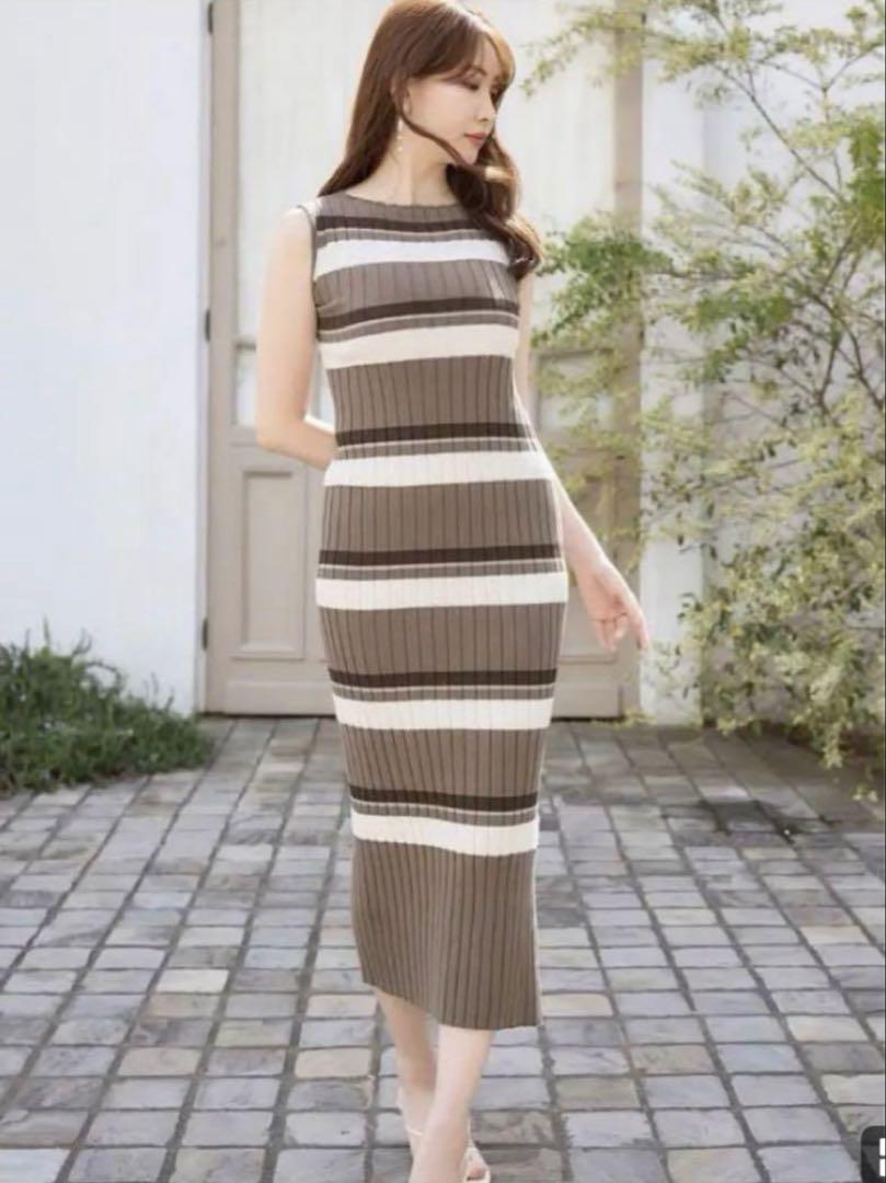 Cotton StripedRibbedKnitDress