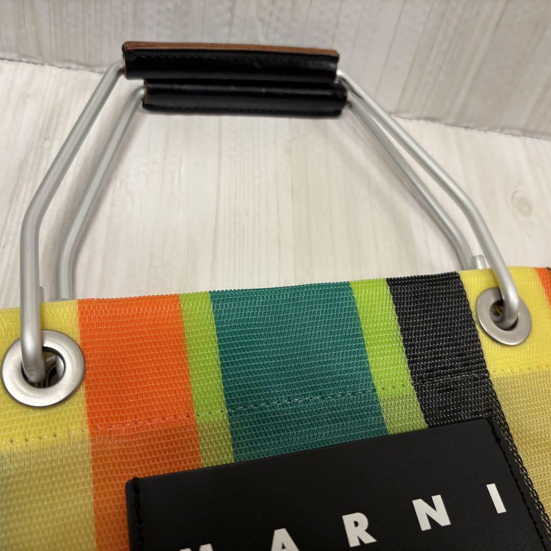 MARNI マルニ フラワーカフェ ハンドバッグ ミニ ストライプバッグ カゴ