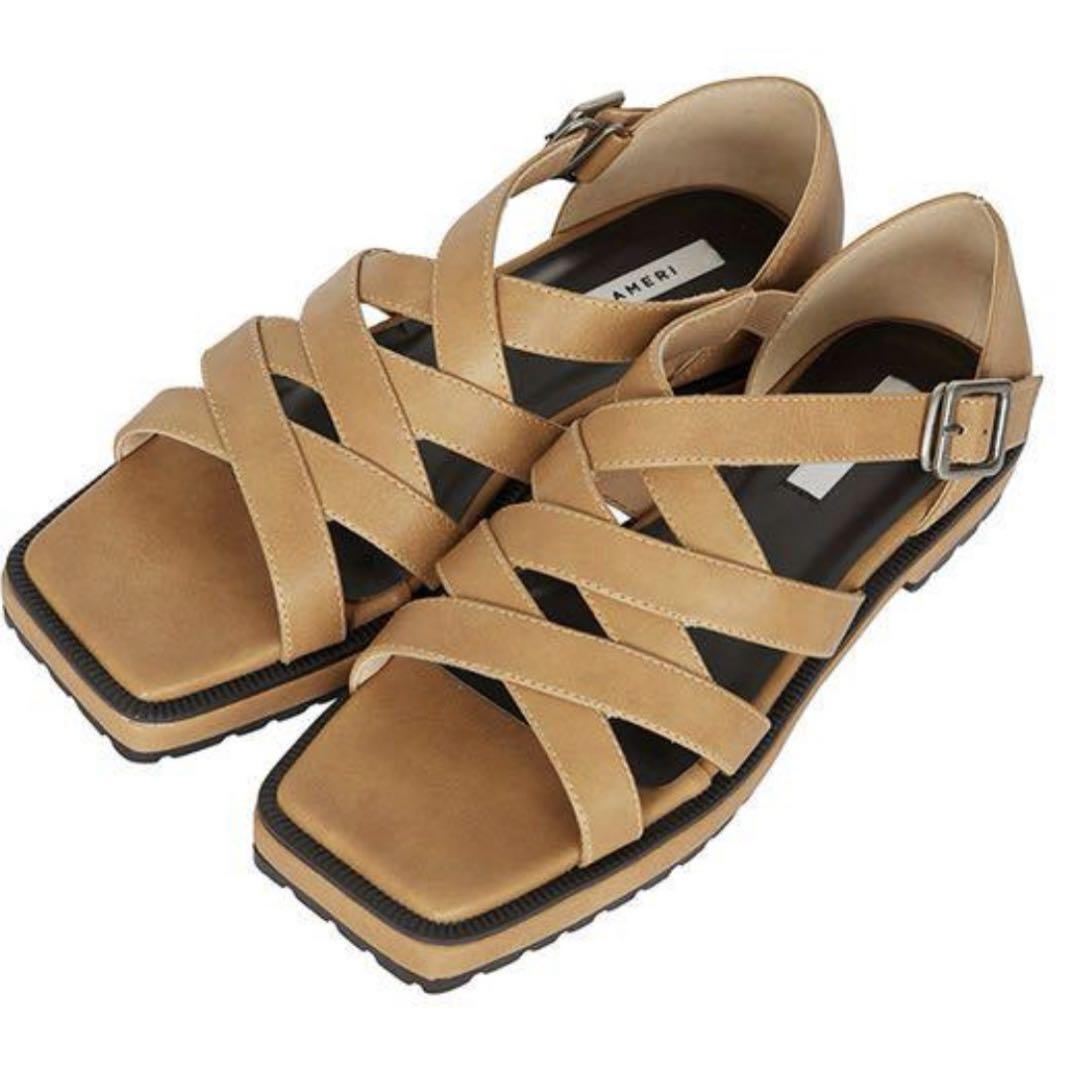 ameri vintage WIDE NET FLAT SANDAL Sサイズ レディース