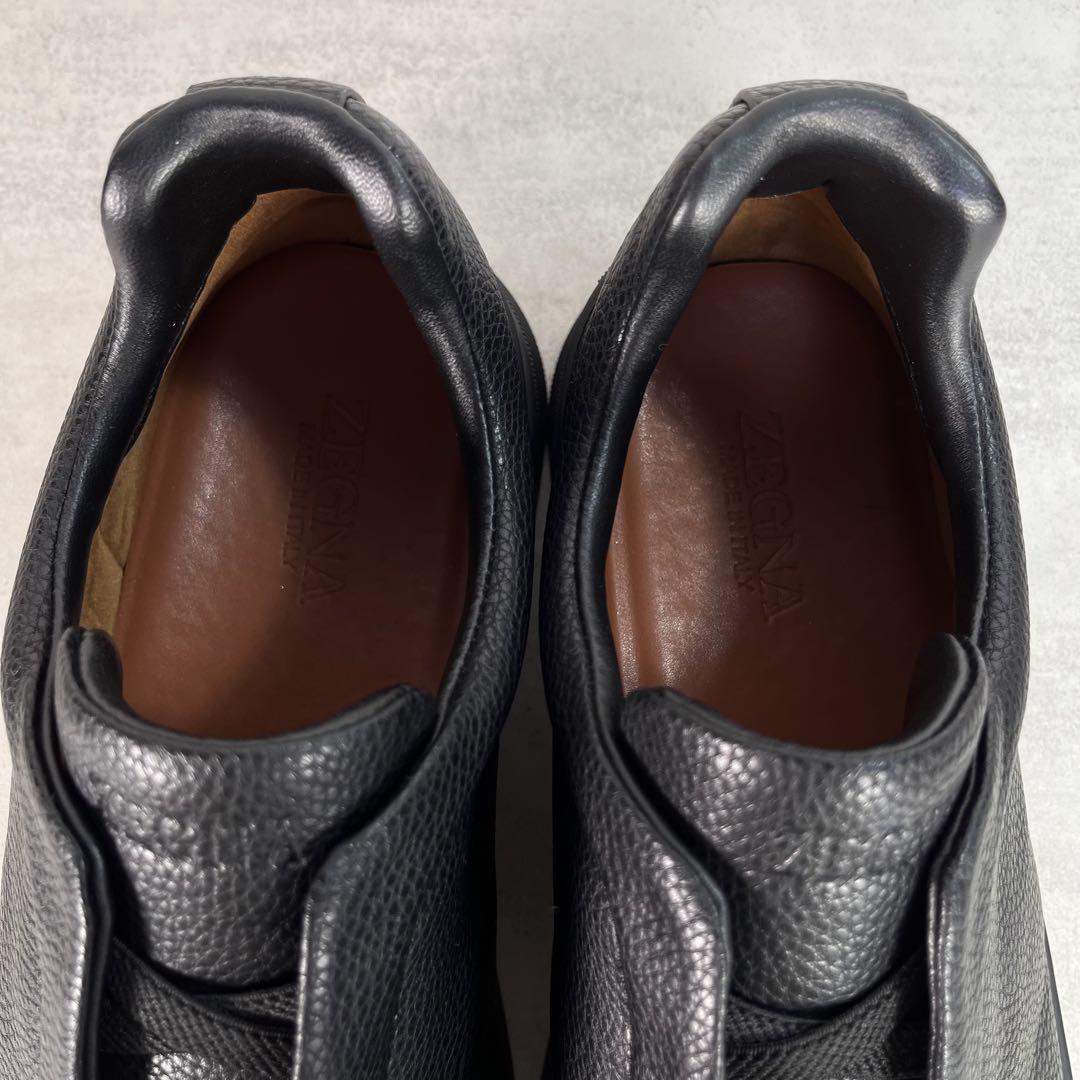 美品】ゼニア/ZEGNA トリプルステッチ レザー スニーカー