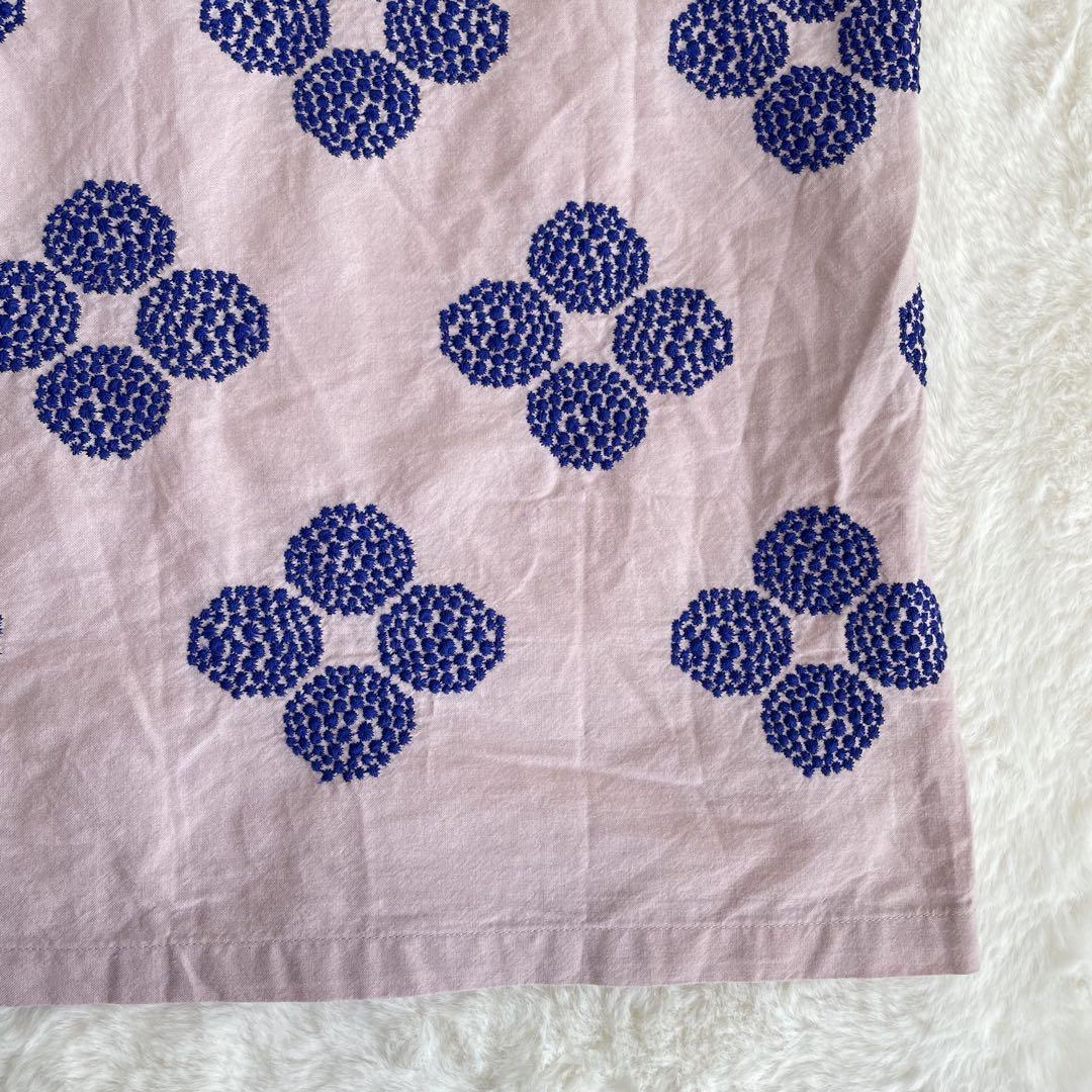 ミナペルホネン ブラウス シャツ 花刺繍 hana beads ピンク 半袖 M