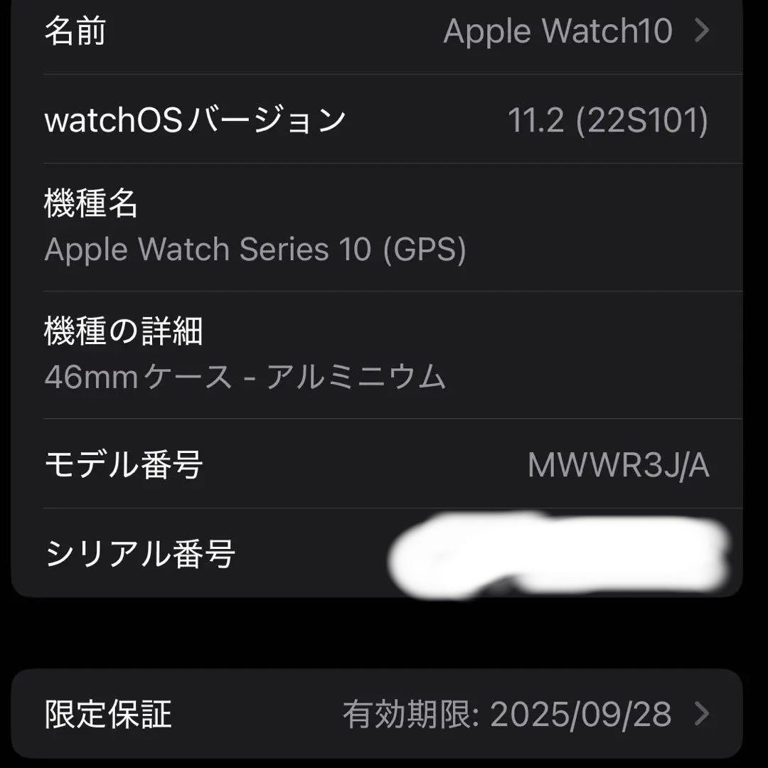 Apple Watch Series10（GPS)- 46mmジェットブラック