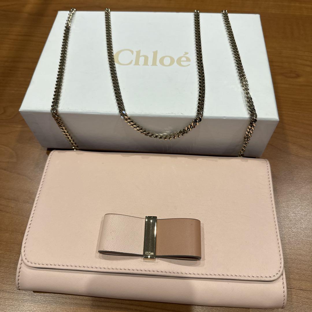 【ゆぅ】Chloé ピンクレザー クラッチバッグ