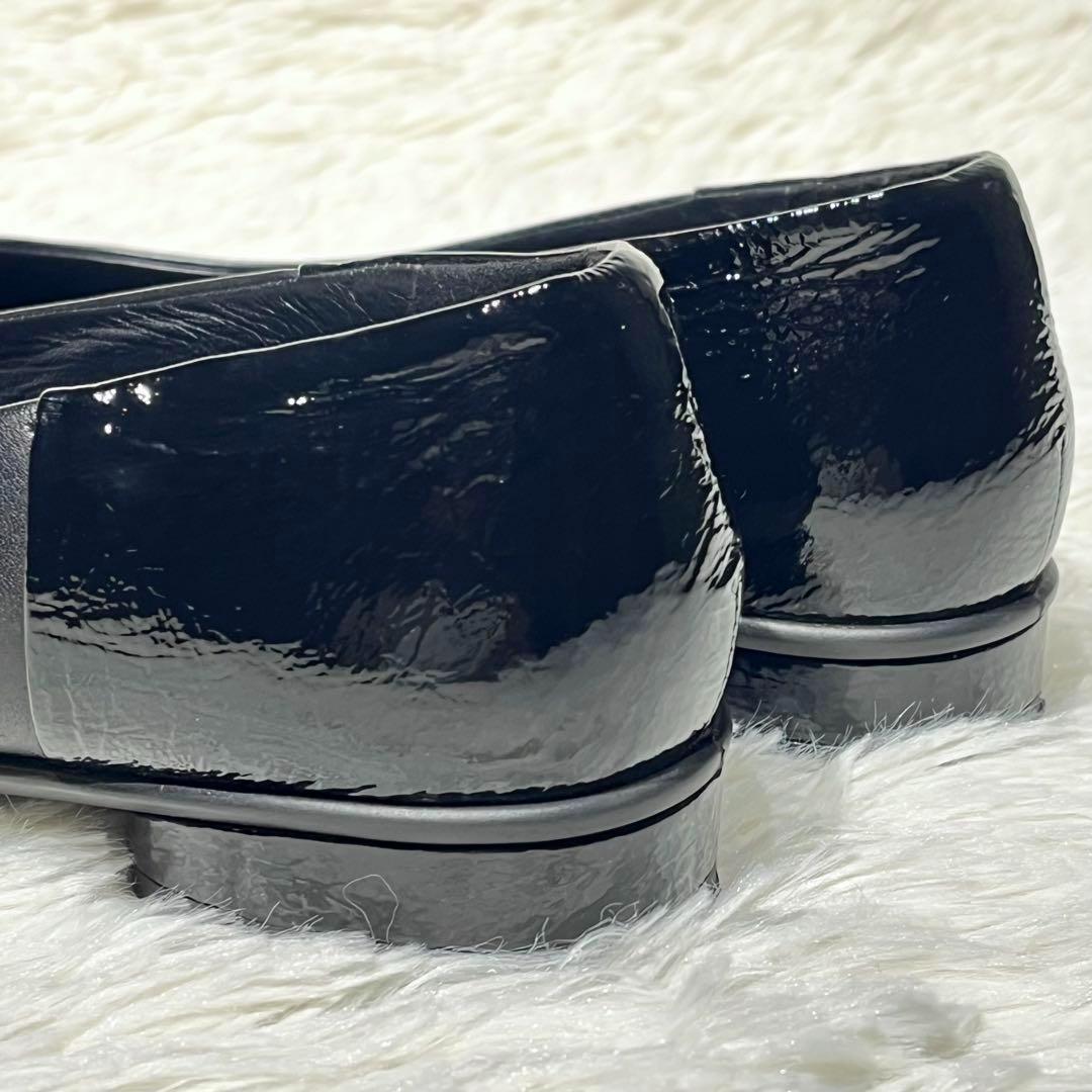 美品☆ECCO パンプス 25㎝ 黒 レザー バレリーナ フラットヒール 本革