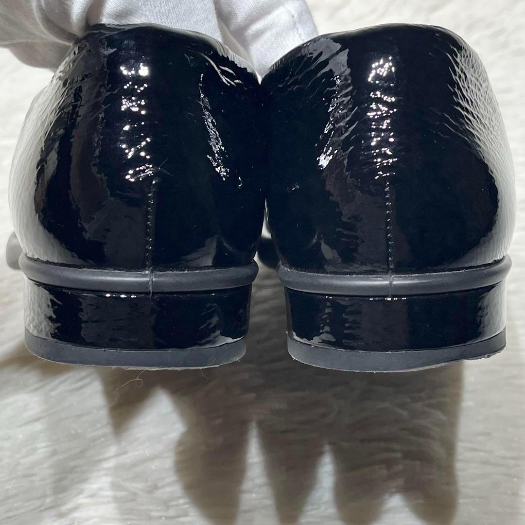 美品☆ECCO パンプス 25㎝ 黒 レザー バレリーナ フラットヒール 本革