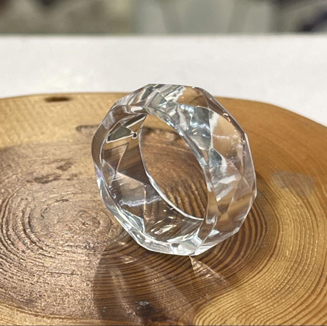 厳選　ガネッシュヒマール産ヒマラヤ水晶　くりぬきリング13号　手作り カット