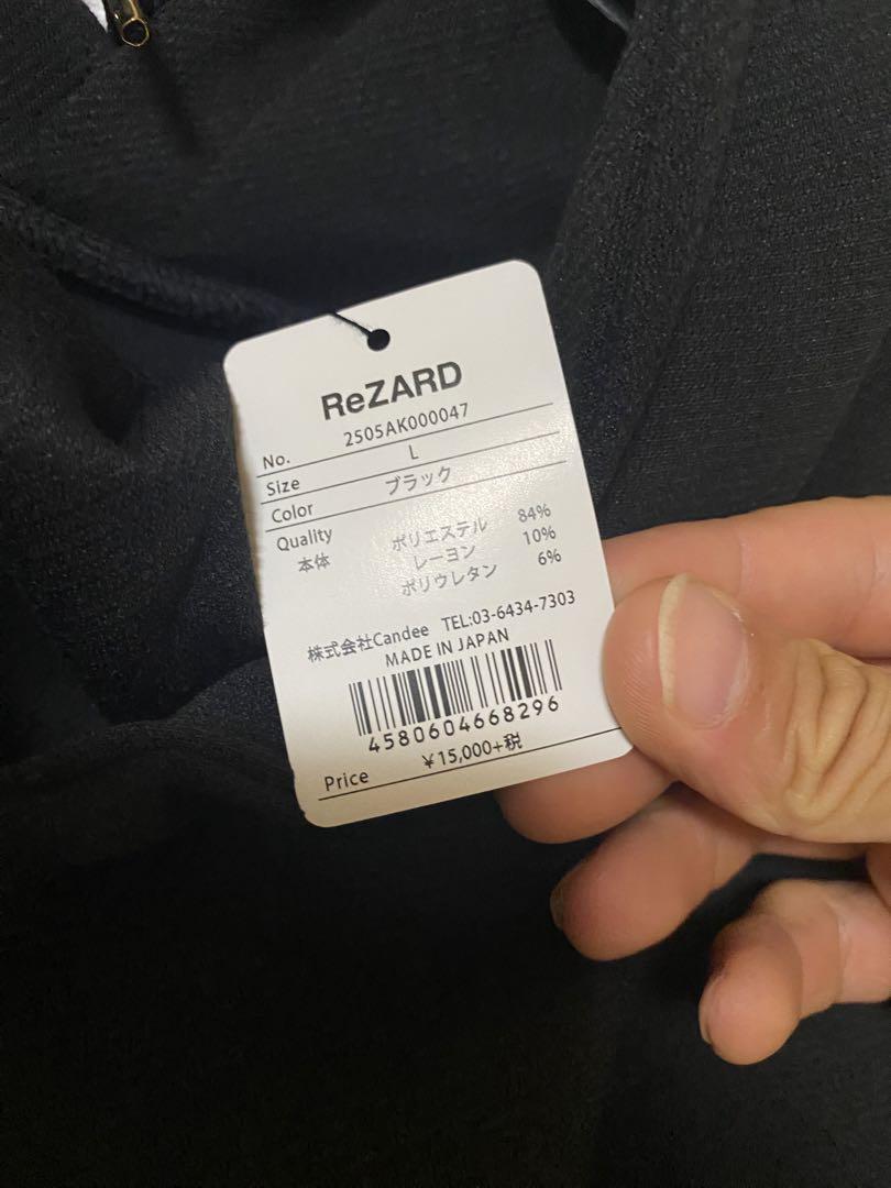 ReZARD 未使用リザード　パーカー　フード付きストライプトップス　黒