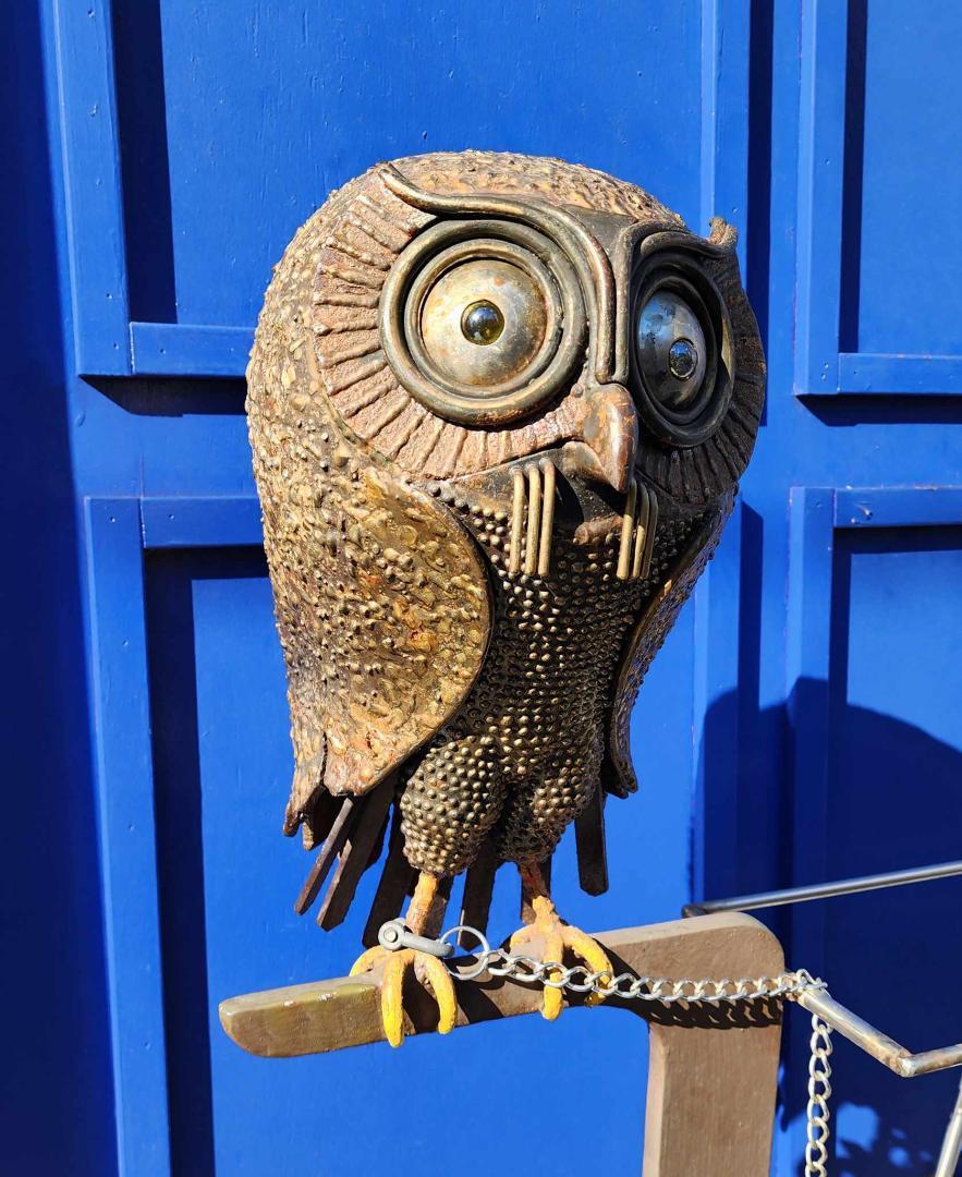 可愛い 鉄のフクロウの傘立て。作家さんのオーダーメイド1点物希少品