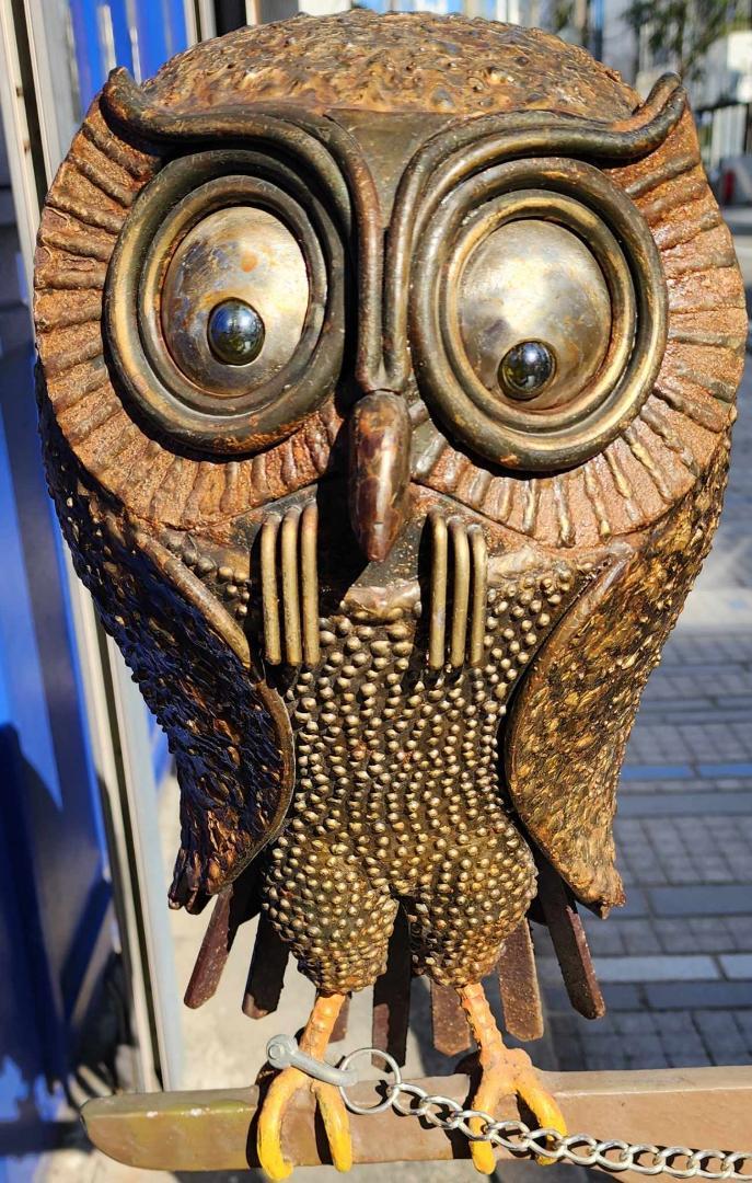 可愛い 鉄のフクロウの傘立て。作家さんのオーダーメイド1点物希少品