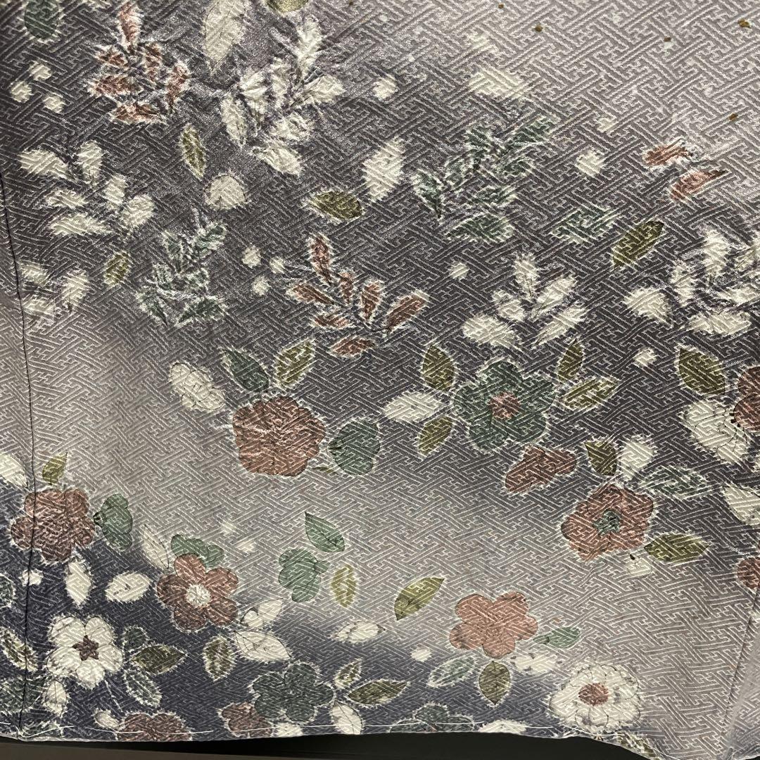 D992 訪問着　辻ヶ花　落款　グレー　正絹　着物　袷　しつけ糸付き未使用極美品