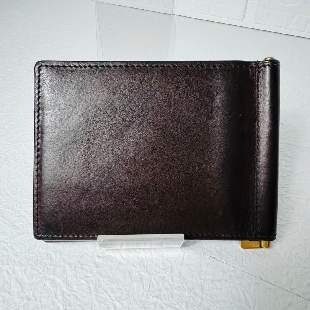 【美品】SAINT LAURENT マネークリップ　カーフスキン　ブラウン