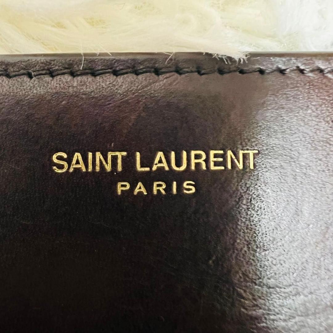 【美品】SAINT LAURENT マネークリップ　カーフスキン　ブラウン