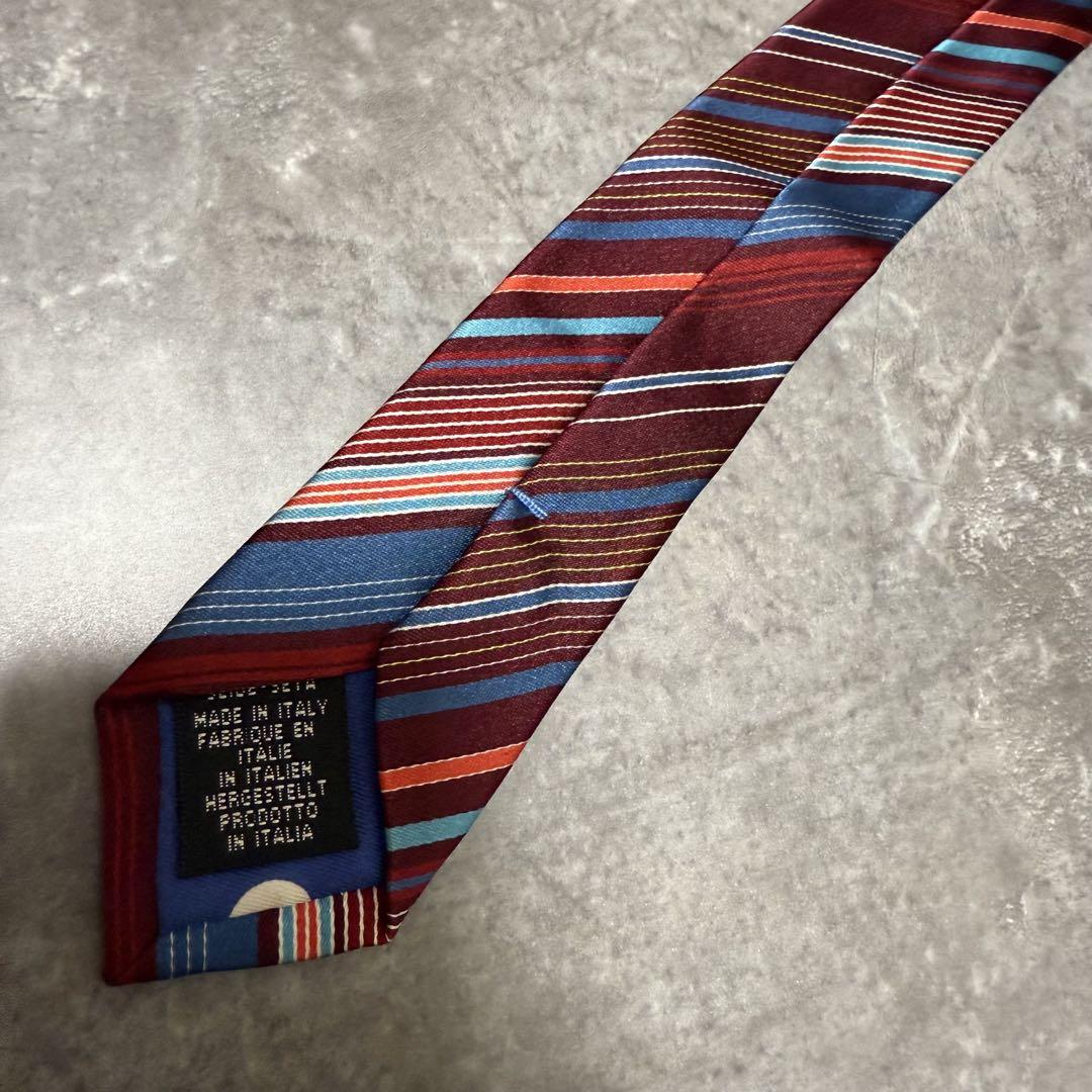 超美品✨Paul Smith ネクタイ　ポールスミス　マルチカラー　ストライプ ポールスミス ネクタイ シルバー マルチカラー ストライプ 美品
