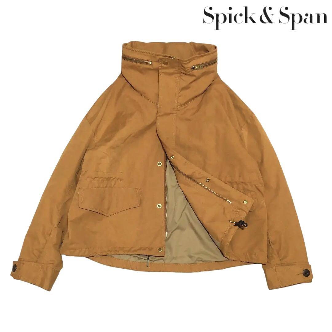 Spick & Span スタンドカラーショートブルゾン　マスタード　フード付き
