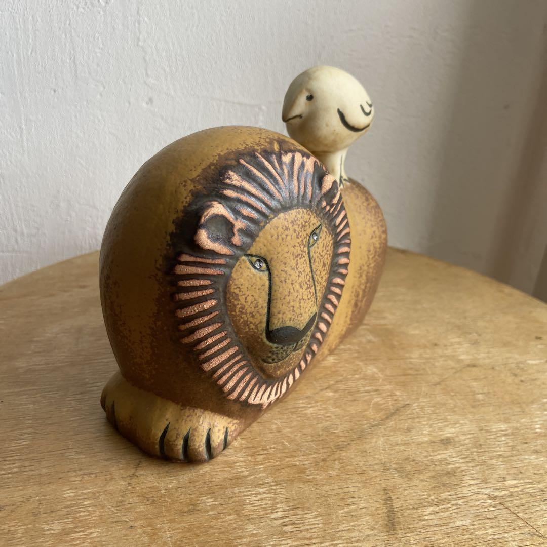 リサラーソン　ライオンと鳥　Lion with Bird Lisa Larson