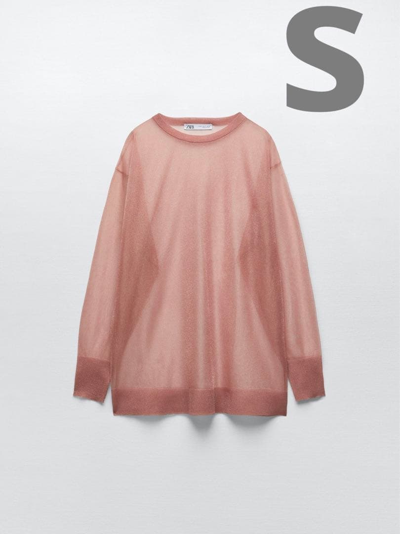 好評にて期間延長】 【ZARA】セミシースルーニット トップス Sサイズ