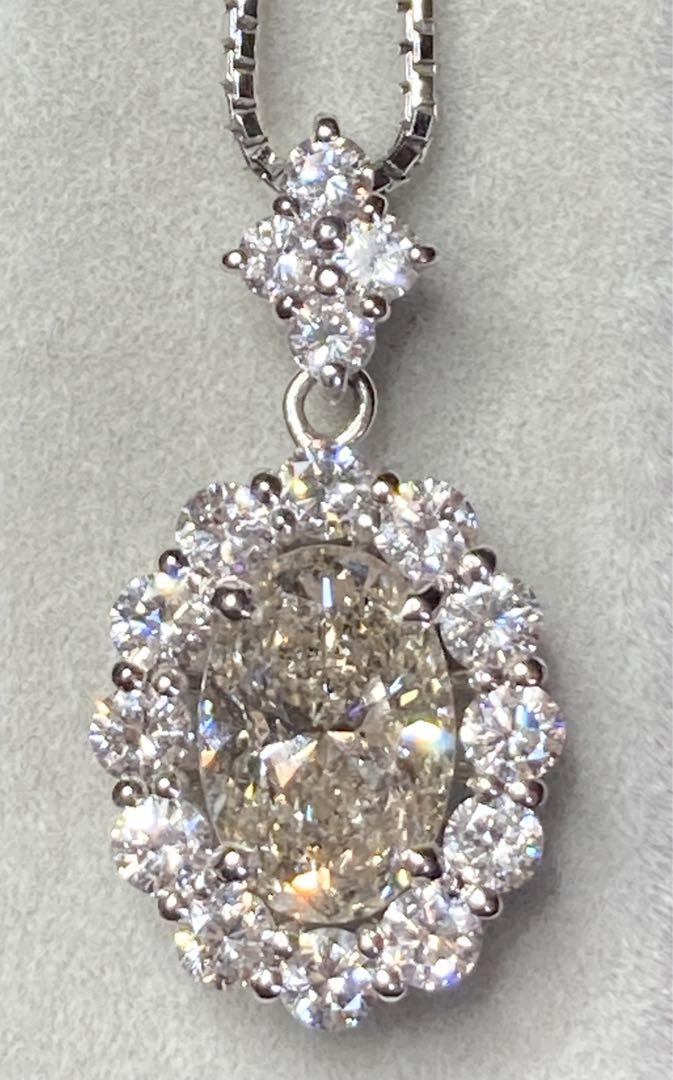 ダイヤモンド　ネックレス　プラチナ　45cm　鑑定書　計3.209ct