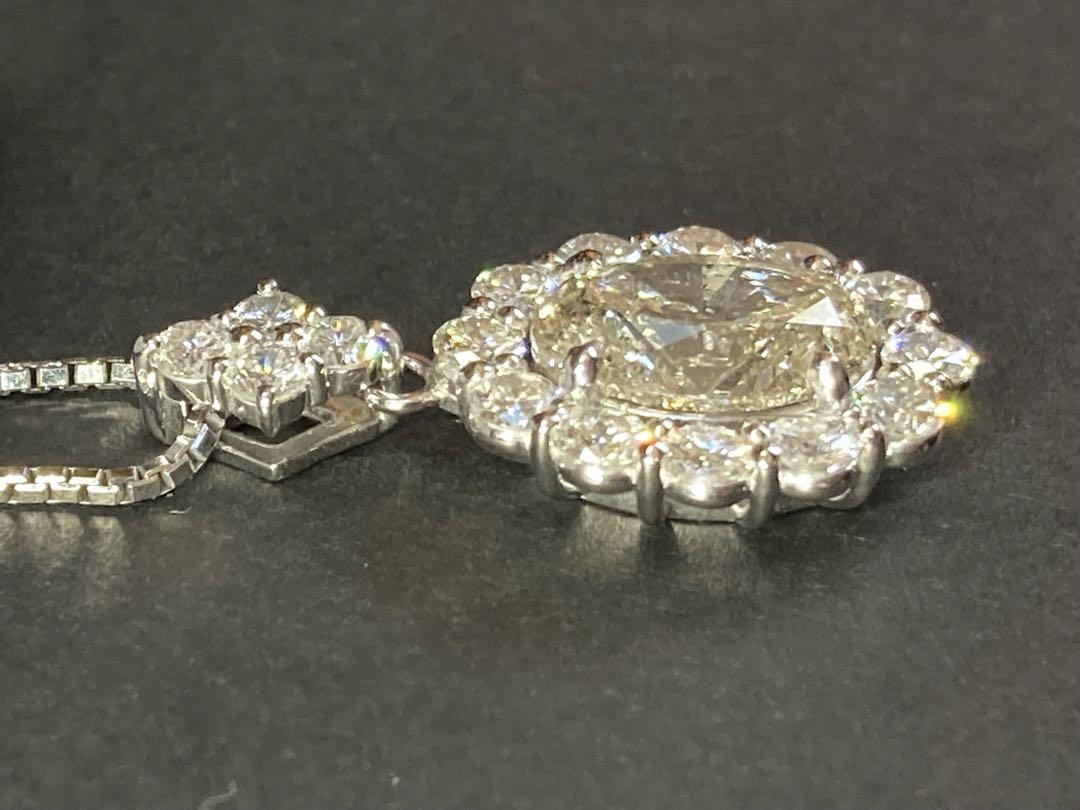 ダイヤモンド　ネックレス　プラチナ　45cm　鑑定書　計3.209ct