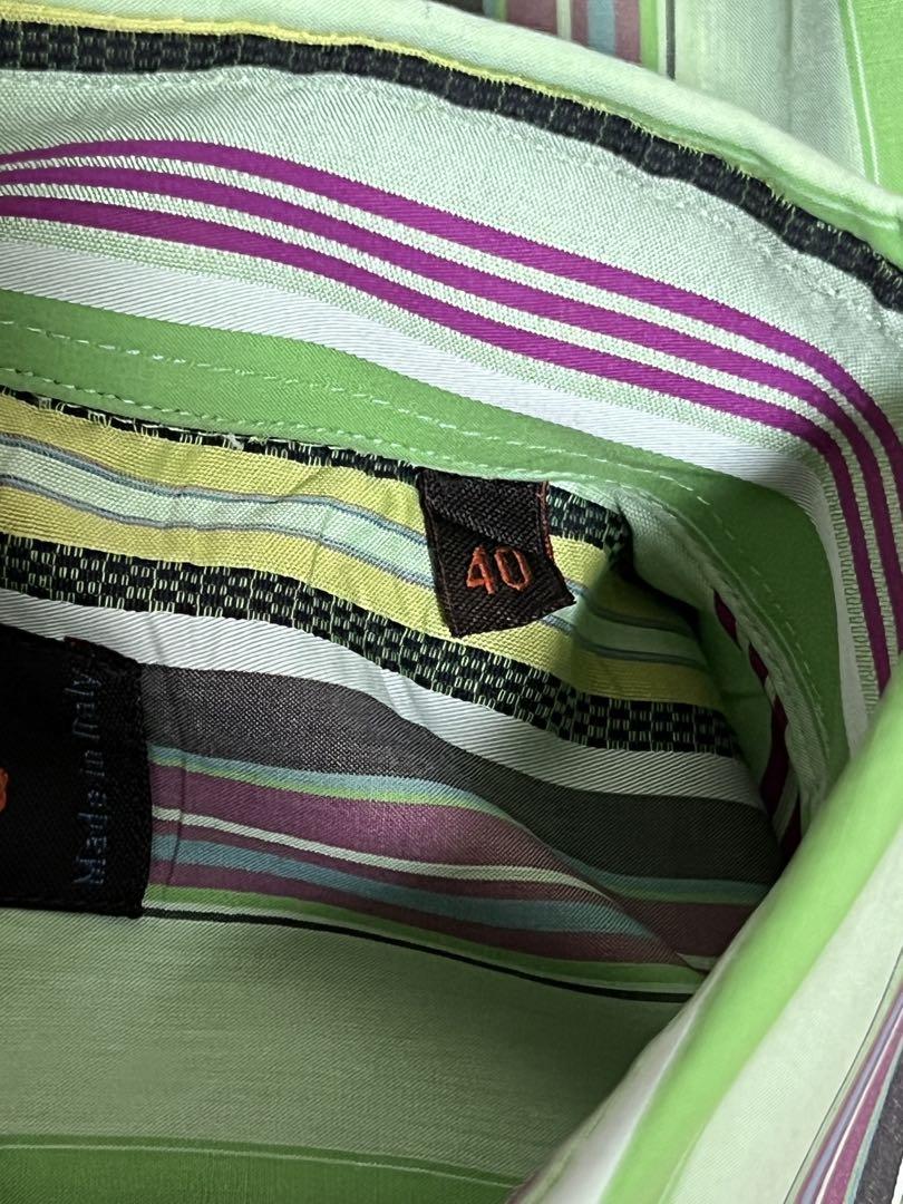 美品 イタリア製 ETRO 40 ドレスストライプシャツ 花柄 コットン
