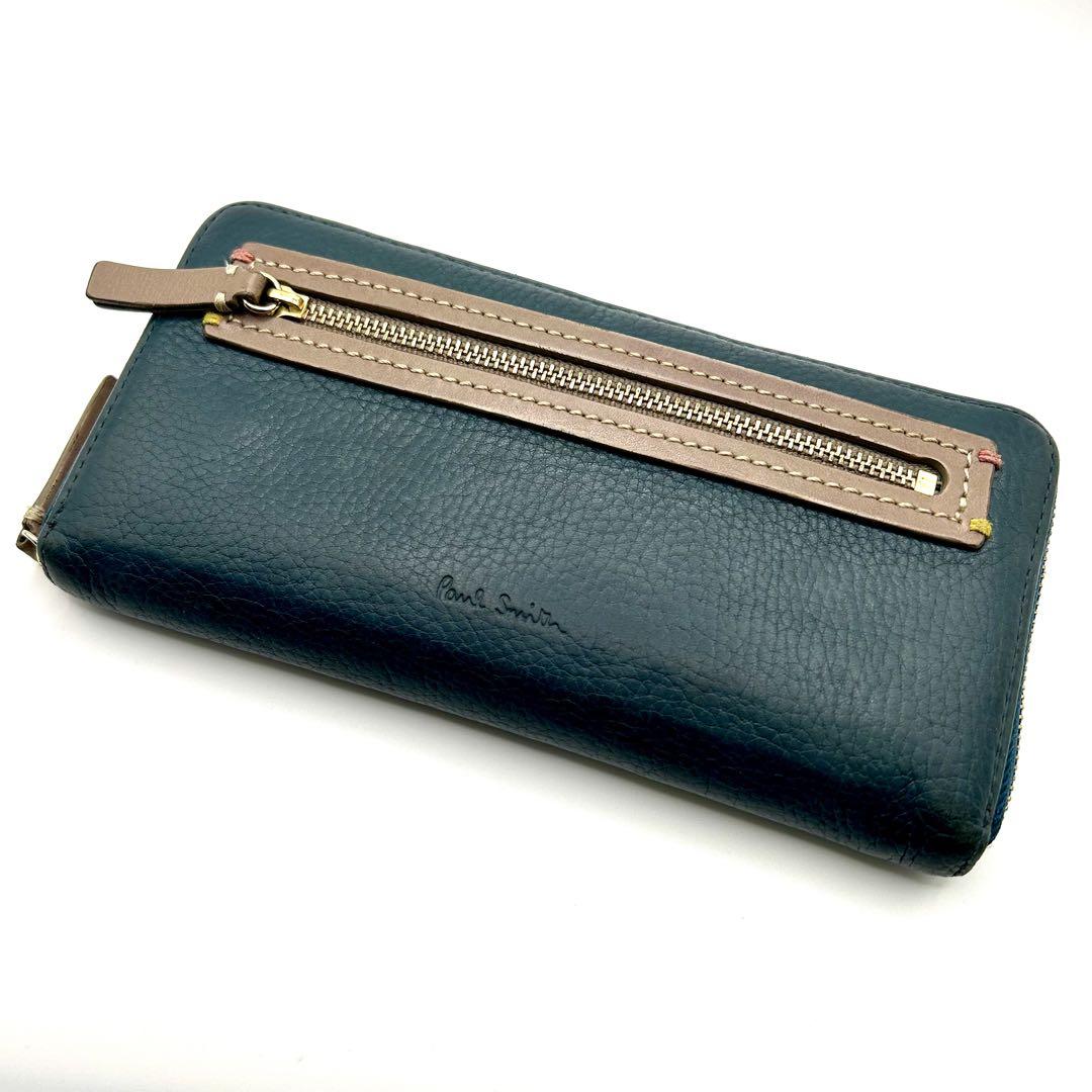 paul smith ポールスミス ラウンドジップ 長財布 レザー シボ革