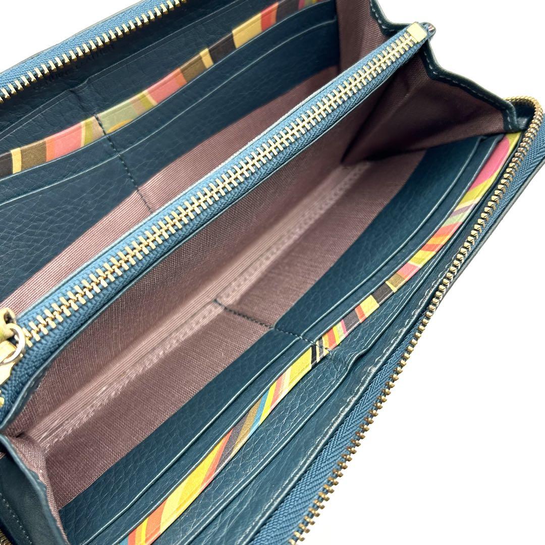 paul smith ポールスミス ラウンドジップ 長財布 レザー シボ革