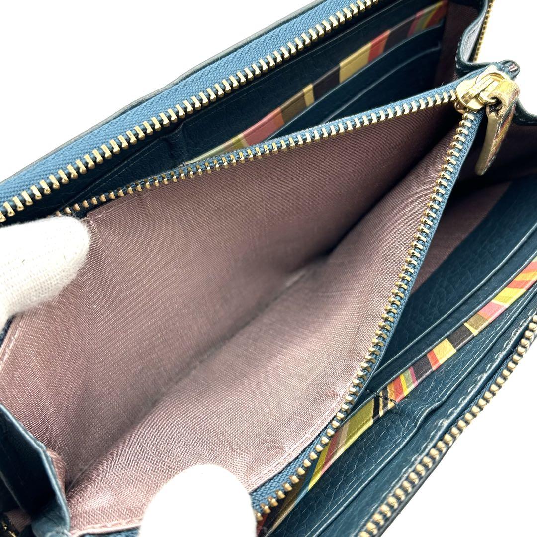 paul smith ポールスミス ラウンドジップ 長財布 レザー シボ革