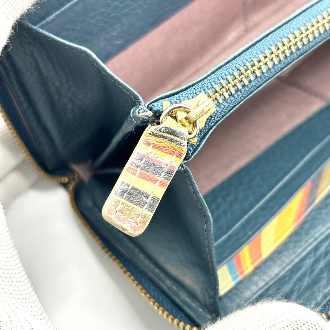 paul smith ポールスミス ラウンドジップ 長財布 レザー シボ革