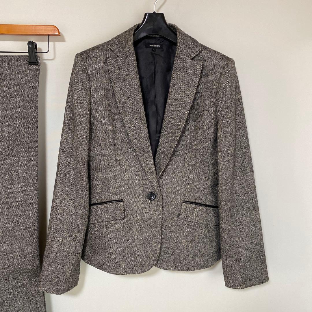 コムサモデルズ パンツスーツ L W78グレー系 ウール混 秋冬 DMW コムサモデルズ パンツスーツ L W78グレー系 ウール混 秋冬 DMW