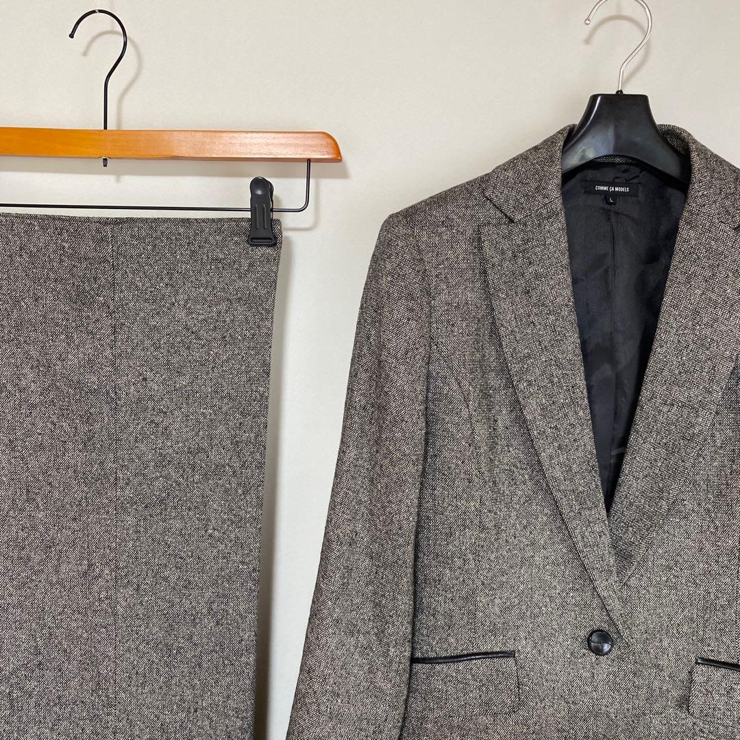 コムサモデルズ パンツスーツ L W78グレー系 ウール混 秋冬 DMW コムサモデルズ パンツスーツ L W78グレー系 ウール混 秋冬 DMW