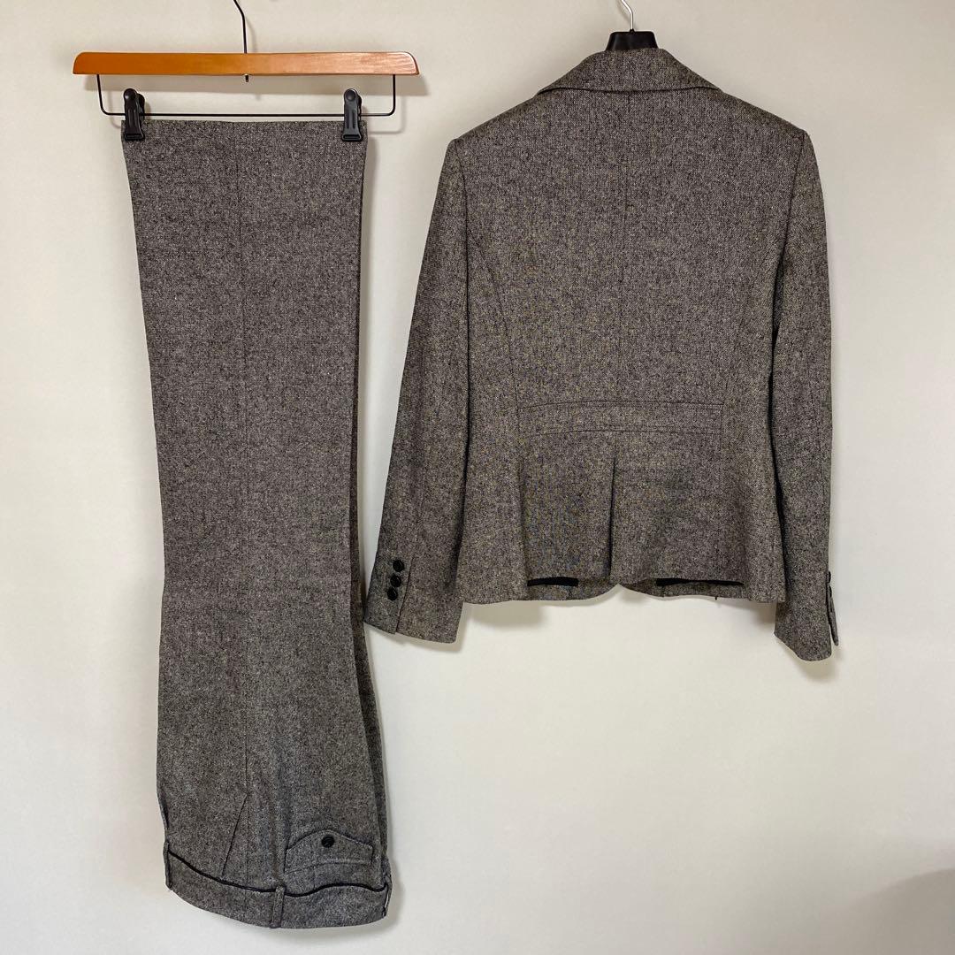 コムサモデルズ パンツスーツ L W78グレー系 ウール混 秋冬 DMW コムサモデルズ パンツスーツ L W78グレー系 ウール混 秋冬 DMW