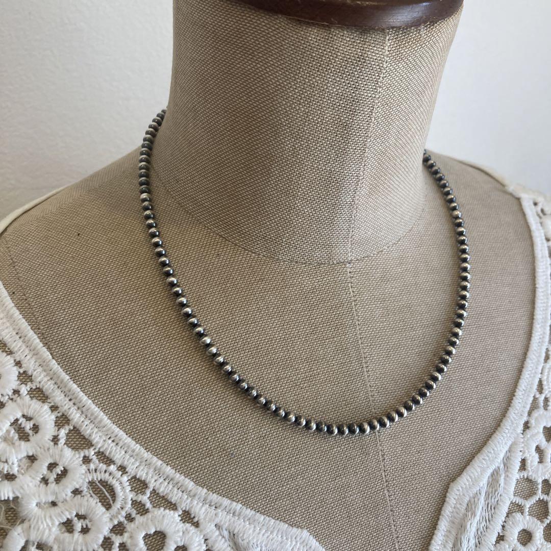 ナバホパール4mm玉50cmネックレス✶シルバー925silver